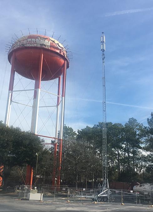 water tower being worked on